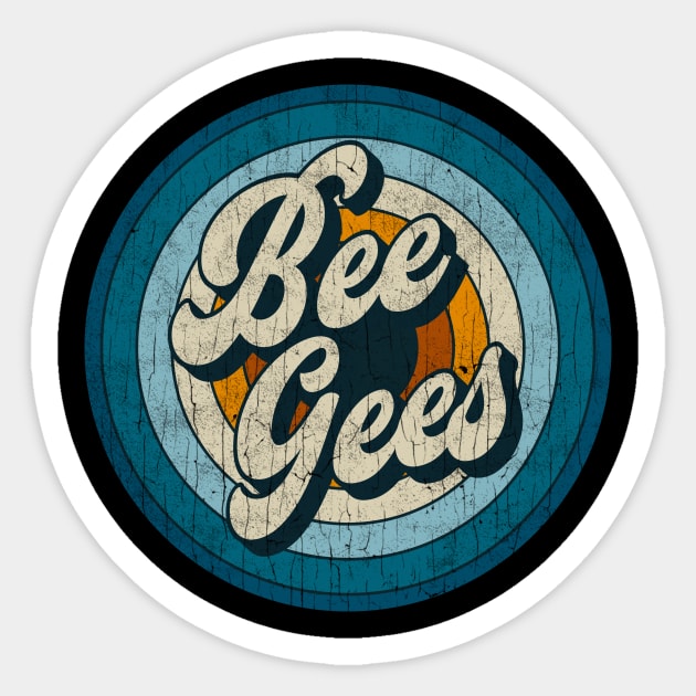 Bee Gees - Retro Circle Vintage Sticker by Skeletownn